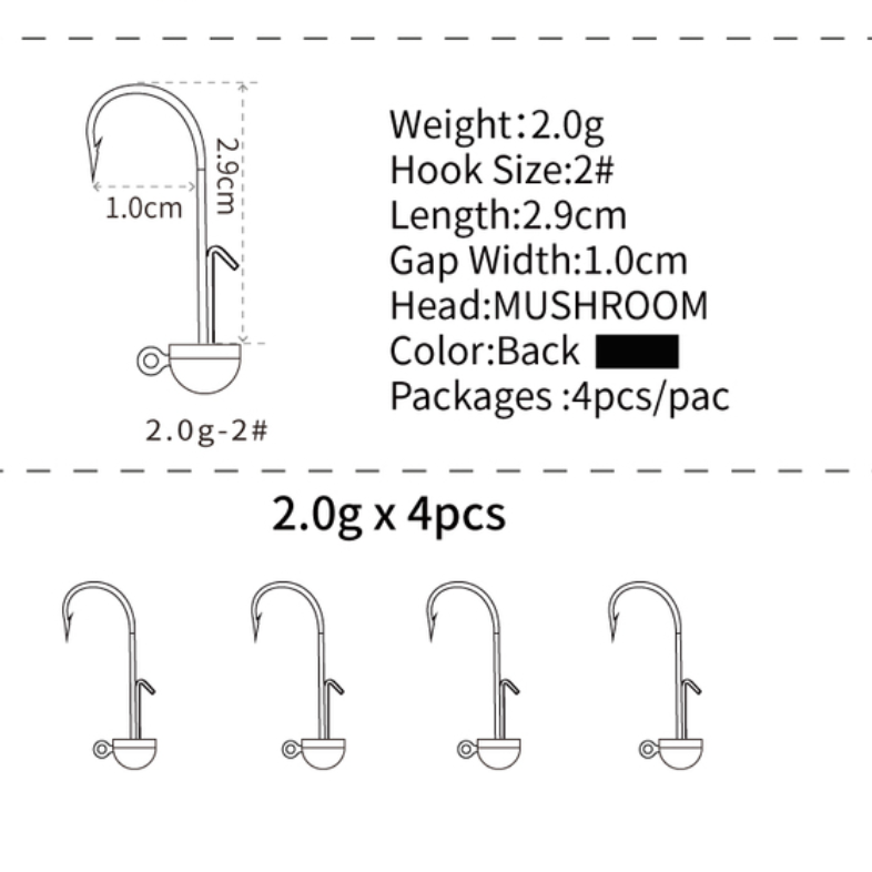 Têtes Plombées Premium en Lot de 4 - Disponibles en 4 Tailles et Coloris Noire