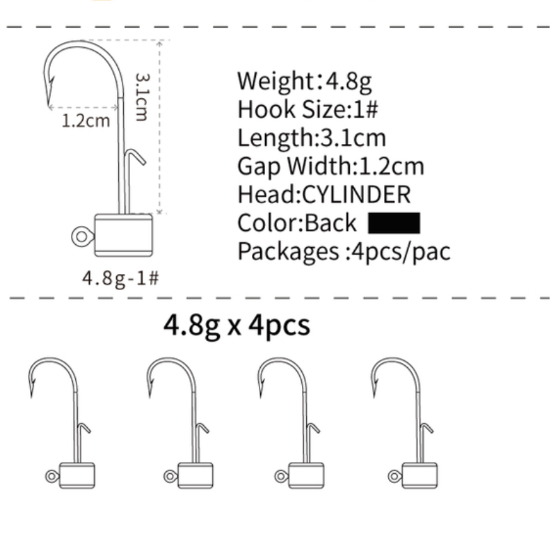 Têtes Plombées Premium en Lot de 4 - Disponibles en 4 Tailles et Coloris Noire