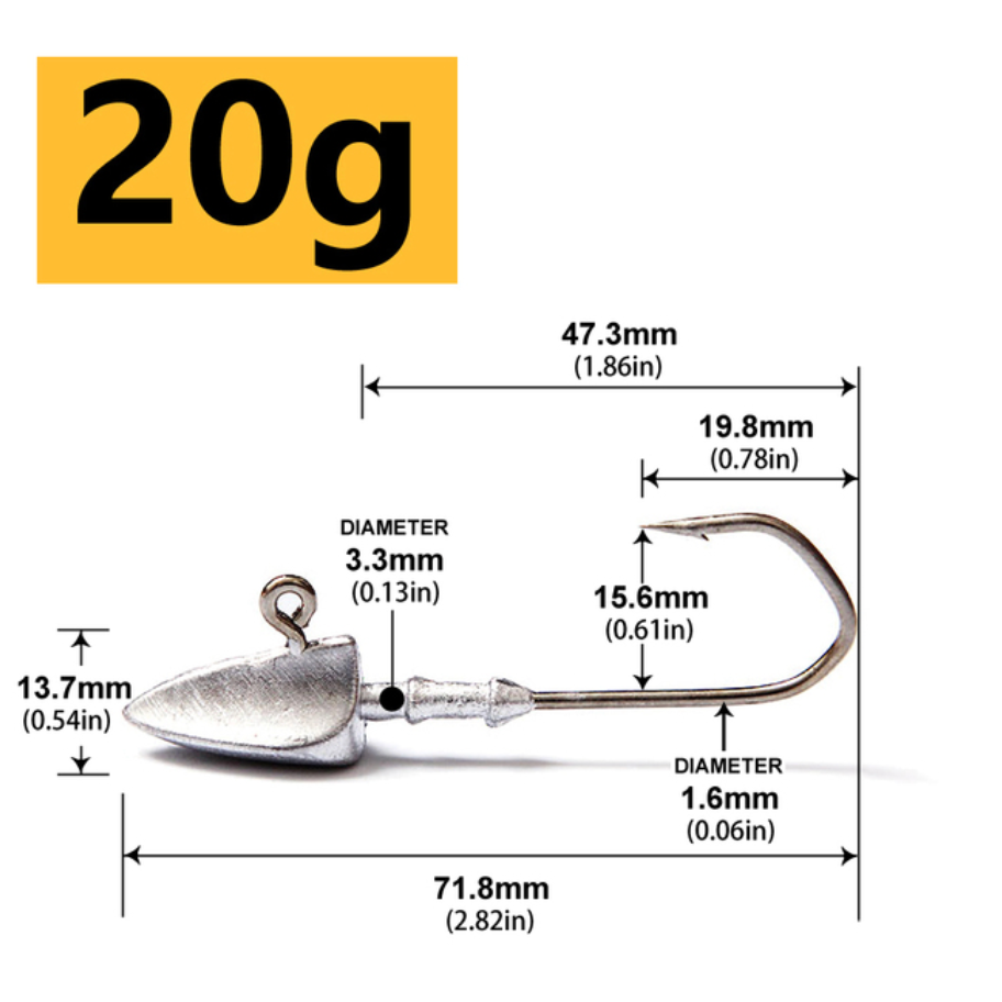 Têtes Plombées de Qualité Premium en Lot de 5 - Choisissez parmi 6 Tailles pour une Pêche Personnalisée